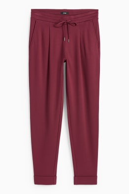 Žerzejové kalhoty - mid waist - tapered fit