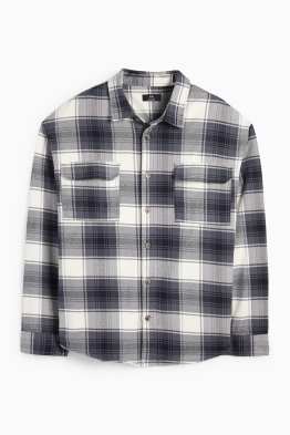 Flanellen overhemd - relaxed fit - kent - geruit