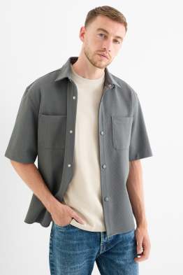 Overhemd - relaxed fit - reverskraag - met structuur