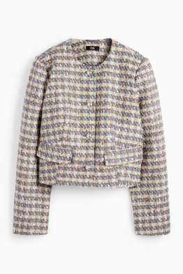 Bouclé blazer - relaxed fit - shiny - check