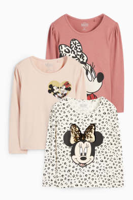 Lot de 3 - Minnie Mouse - haut à manches longues - finition brillante
