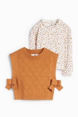 Set - Langarmshirt und Pullunder - 2 teilig