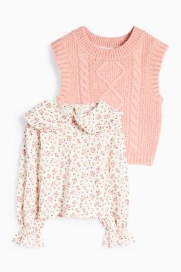 Set - Langarmshirt und Pullunder - 2 teilig