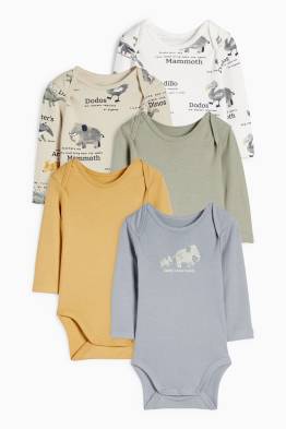 Pack de 5 - dinosaurios, mamuts y animales silvestres - bodies para bebé