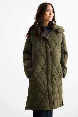 Quilted coat with hood