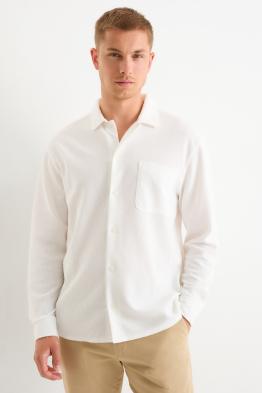 Camisa de punt de mitja - loose fit - coll solapa - acanalada