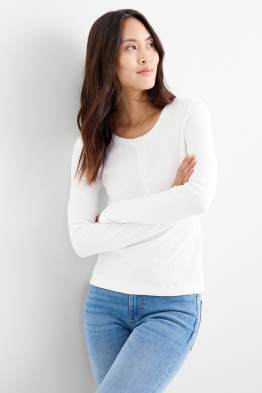 Basic Henley-shirt - slim fit - ribstof