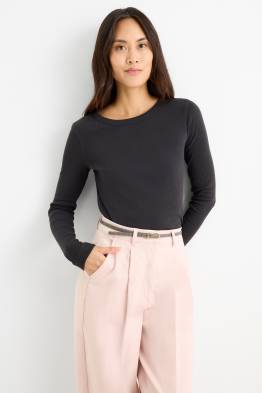 Basic-Langarmshirt - gerippt