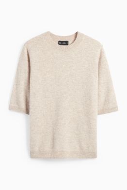 Kaschmir-Strickpullover - kurzarm