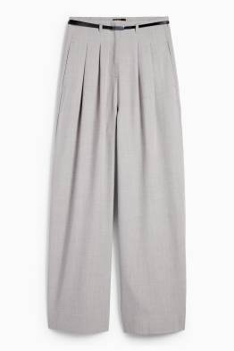 Pantalon en toile avec ceinture - high waist - wide leg