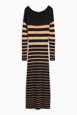 Strickkleid - gerippt - gestreift