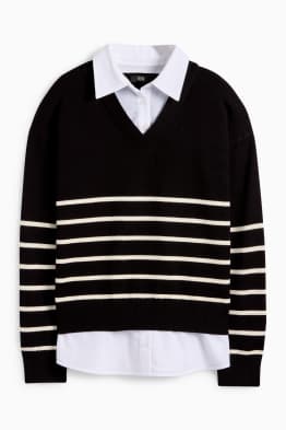 Maglione - effetto sovrapposto - a righe