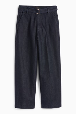 Barrel jeans s páskem - high waist