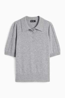 Kaschmir-Strickpullover - kurzarm