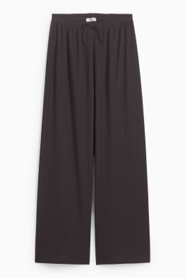 Pantaloni di jersey - vita media - gamba ampia - tessuto tramato