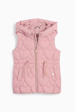 Quilted gilet with hood - water-repellent - patterned