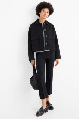 Pantalon en toile - high waist - flared