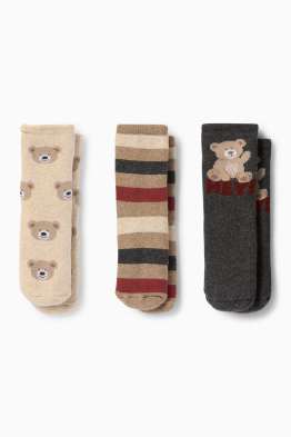 Multipack 3er - Bärchen - Baby-Anti-Rutsch-Socken mit Motiv