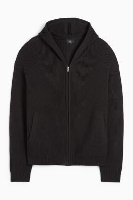Cardigan tricotat cu glugă - reiat
