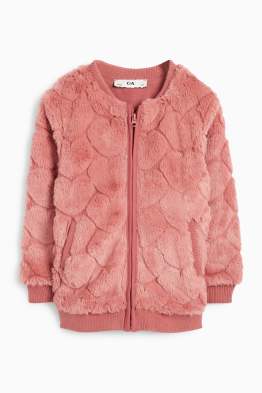 Heart - faux fur bomber jacket