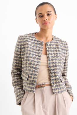 Bouclé blazer - relaxed fit - shiny - check