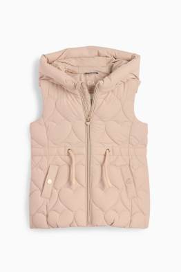 Quilted gilet with hood - water-repellent - patterned
