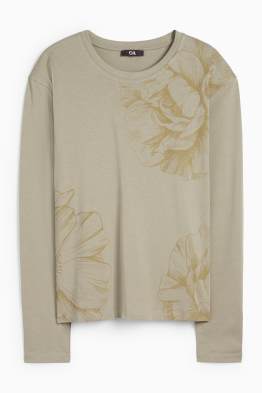 Tricou cu mânecă lungă basic - cu flori