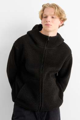 Teddy-Jacke mit Kapuze