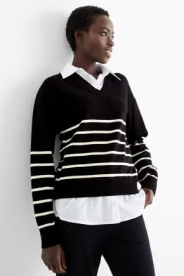Maglione - effetto sovrapposto - a righe