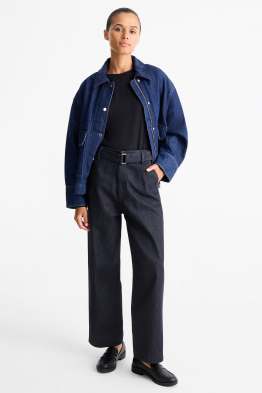 Barrel jeans s páskem - high waist