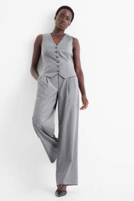 Business trousers - mid-rise waist - relaxed fit - pinstripes