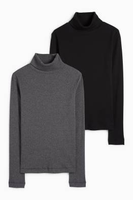 Confezione da 2 - maglia dolcevita basic - a costine