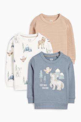 Wielopak, 3 szt. - dzikie zwierzęta - bluza niemowlęca