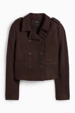 Crop Bouclé-Blazer - Regular Fit - Woll-Mix