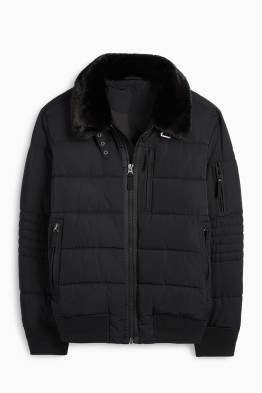 Steppjacke mit Kunstfellbesatz