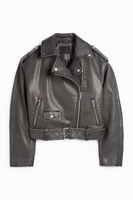 Bikerjack met ceintuur - imitatieleer