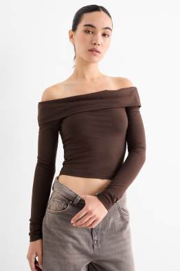 Tricou crop cu mânecă lungă
