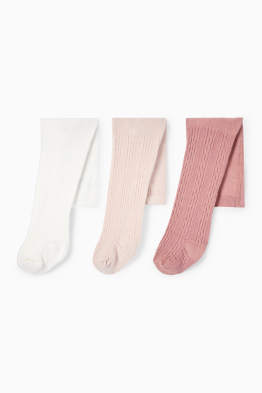 Confezione da 3 - collant neonati - motivo treccia
