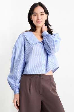 Bluse mit V-Ausschnitt - gestreift