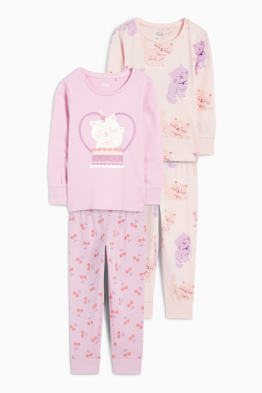 Set van 2 - poes en kers - pyjama - 4-delig