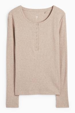 Tričko basic ve stylu henley - slim fit - žebrované