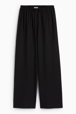 Žerzejové kalhoty - mid waist - wide leg - strukturované