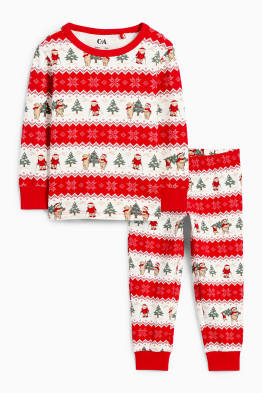Pyjama Familial Noël – Ensemble Manches Longues – Imprimé Cerfs & Carreaux – Tailles Adultes Et Enfants