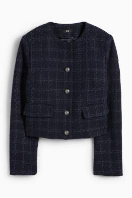 Blazer crop din bouclé - regular fit - în carouri