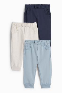 Multipack 3er - Baby-Jogginghose - Broderie Anglaise