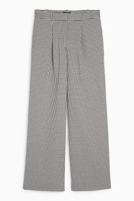 Spodnie biznesowe - wysoki stan - loose fit - w kratę