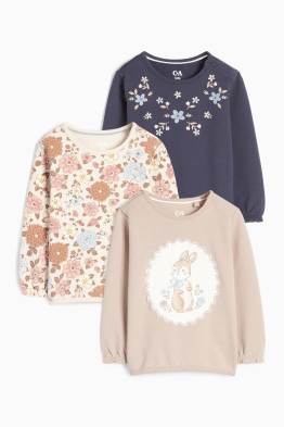 Lot de 3 - petits lapins et petites fleurs - sweat bébé