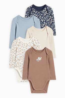 Multipack 5er - Vögelchen und Blümchen - Baby-Body