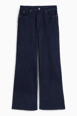 Wide leg jeans - talie medie - dungi fine