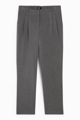Pantaloni de stofă - talie înaltă - tapered fit - dungi fine
